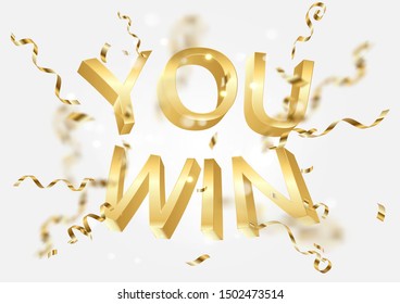 You win vector winner banner background.
