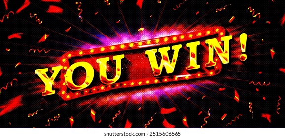 You win victory with golden star editable game text effect. Vector illustration