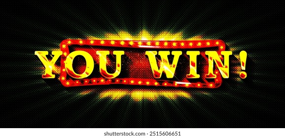 You win victory with golden star editable game text effect. Vector illustration