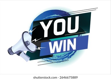 You win word concept vector illustration with megaphone and 3d style for use landing page, template, ui, web, mobile app, poster, banner, flyer, background, gift card, coupon, label, wallpaper 