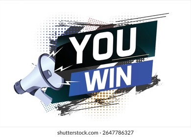 You win word concept vector illustration with megaphone and 3d style for use landing page, template, ui, web, mobile app, poster, banner, flyer, background, gift card, coupon, label, wallpaper 