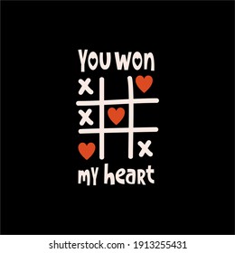 you won in my heart vector design