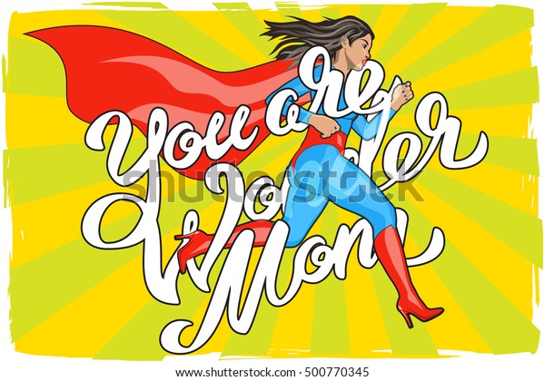 Download You Wonder Mom Lettering Poster Female Stock Vector (Royalty Free) 500770345