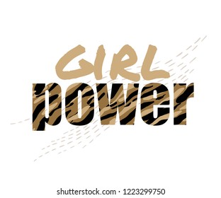 You are wonder woman print tshirt. Typographic lettering. Animal fur, leopard. Vector illustration.