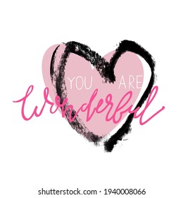 You are wonderful. Vector typography. 