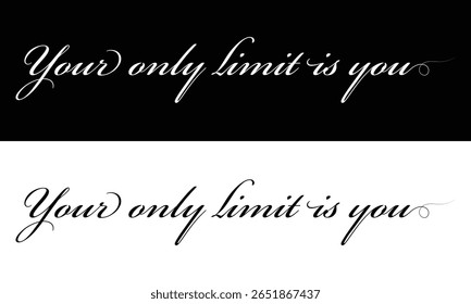 You are your only limit lettering phrase black color modern calligraphy. Goals suck System matters motivational poster for gym, textile, prints. Discipline inspirational poster in eps 10.