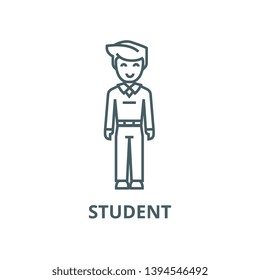 Youg man standing,student vector line icon, linear concept, outline sign, symbol