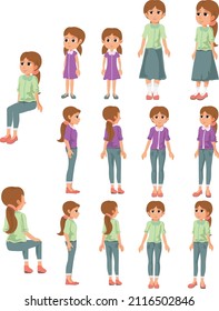 Youn Girl Kid Toddler Character Model Sheet For Animation 