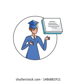 yound student girl graduated character