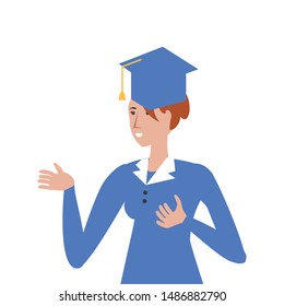 yound student girl graduated character