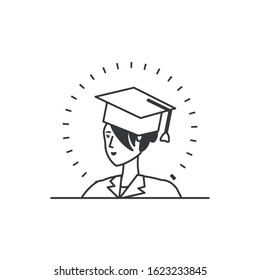 yound student girl graduated character vector illustration design