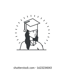 yound student girl graduated character vector illustration design