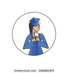 yound student girl graduated with smartphone