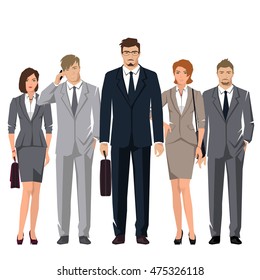 Young active people in elegant suits for office. Vector set.