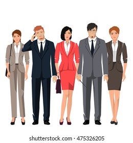 Young active people in elegant suits for office. Vector set.