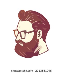 young adult with beard and eyeglasses icon isolated