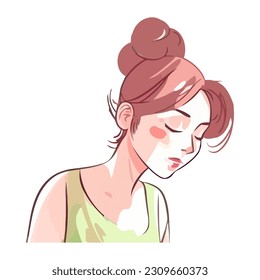 Young adult female with cute hairstyle smiling icon isolated