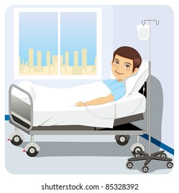 Young Adult Man Resting Hospital Bed Stock Vector (Royalty Free ...