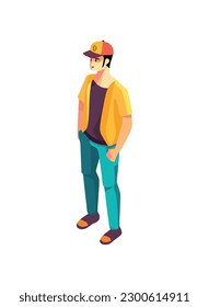 Young adult man walking in casual clothing icon isolated