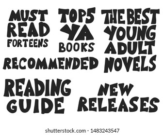 Young adults book phrases. Set of hand drawn quotes  about reading for teenagers. Vector illustartion.