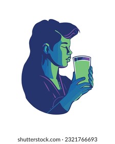 Young adults drinking wine, cheerful and cute icon isolated