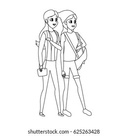young adults having conversation icon image 