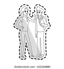 young adults having conversation icon image 