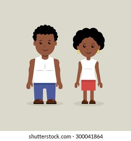 Young African American characters in casual clothes.