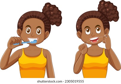 Young African American Girl with Dental Care illustration