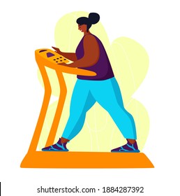 A young  african american obese woman doing exercise. A  girl working in sweat to get rid of belly fat. Obesity. Black woman 