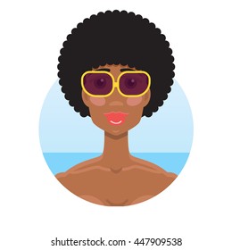 Young African American woman in sunglasses portrait.