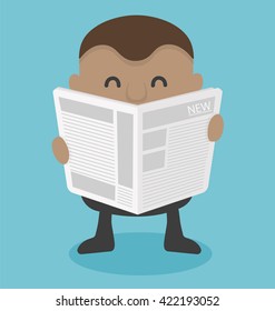 Young African businessman  reading  newspaper.vector