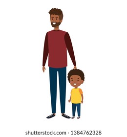 young african father with son characters