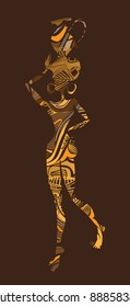 a young African girl (folklore ornament pattern)