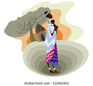 A young African mother with her baby