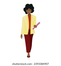 Young African-American businesswoman on white background