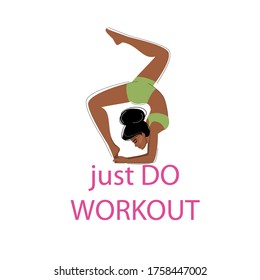 Young afro american girl doing workout on a white background isolated. Motivation for sports