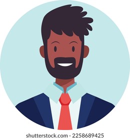 Young afro man avatar character male face portrait cartoon person vector illustration.