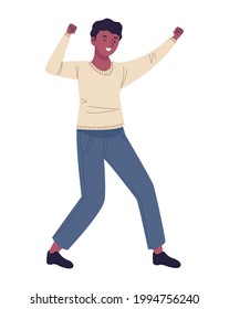 young afro man dancing character