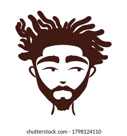 junge Afro-Ethnizität mit Bart Silhouette Stil Symbol Vektorgrafik Design