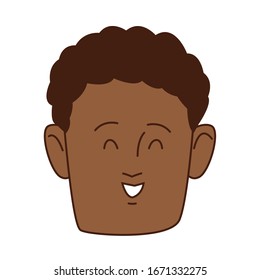 young afro man head avatar character vector illustration design