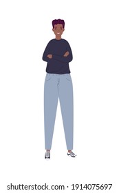 joven afro hombre de pie avatar personaje de diseño de ilustración vectorial