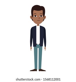 young afro man standing icon over white background, vector illustration