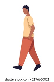 young afro man walking character