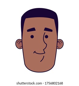 young afro man wearing medical mask head character vector illustration design