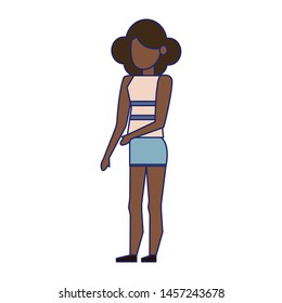 Young afro woman with fashion clothes faceless avatar vector illustration graphic design