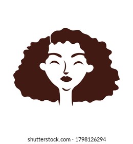 young afro woman with hair long silhouette style vector illustration design
