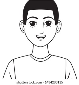 young afroamerican man avatar cartoon character in black and white vector illustration graphic design