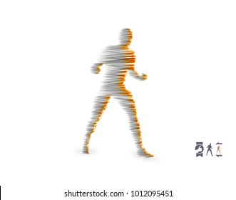 Junge aggressive Mann mit Fäusten. Design-Vorlage für Sport. Emblem für Training. Vektorgrafik.