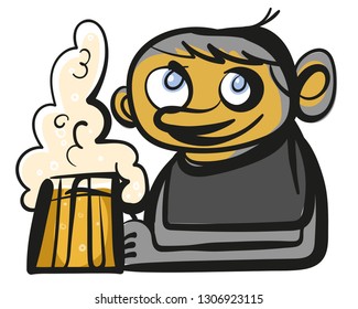 Young Alcoholic Man. Vector Illustration - Vector